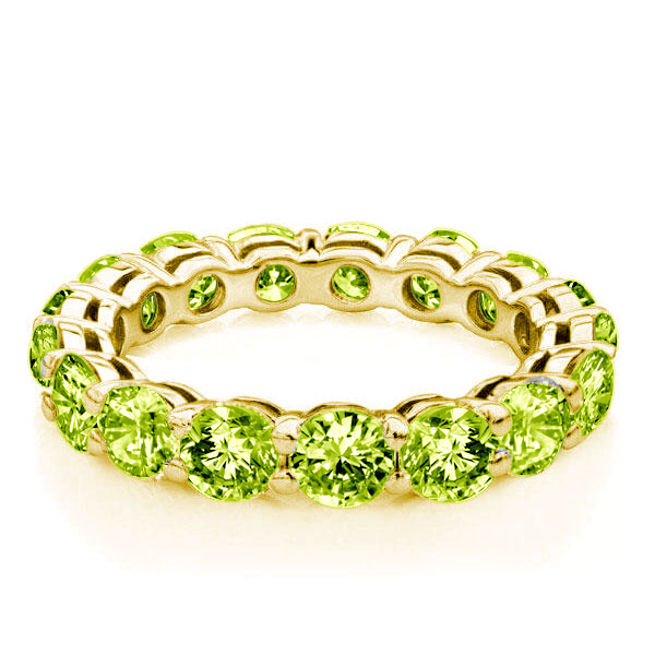 

Eternity Round Cut Created Peridot Wedding Band, White