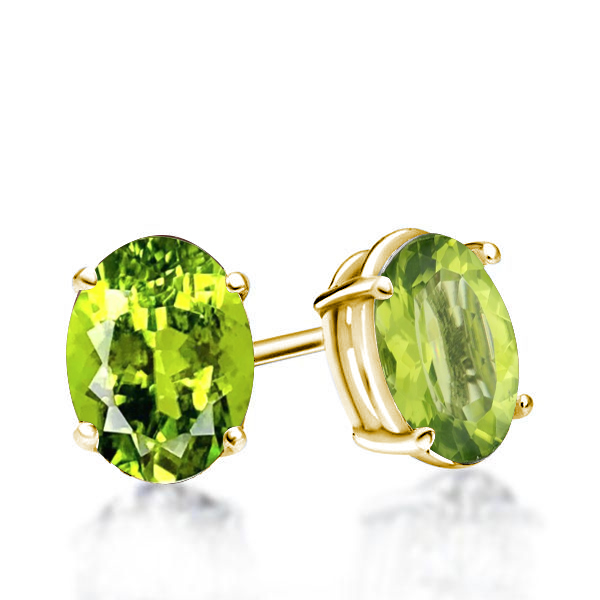 

Classic Oval Created Peridot Stud Earrings, White