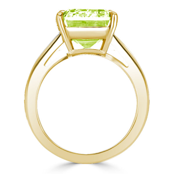 Baguette & Emerald Cut Created Peridot Engagement Ring, White