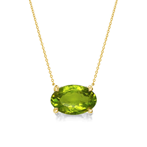 

Golden Oval Cut Created Peridot Pendant Necklace, White