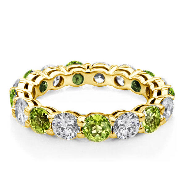 

Alternating White & Peridot Eternity Wedding Band