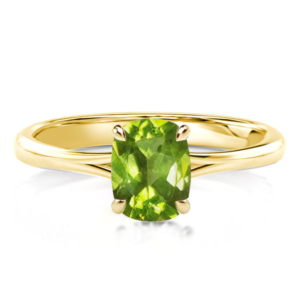 

Golden Cushion Hidden Halo Created Peridot Engagement Ring, White