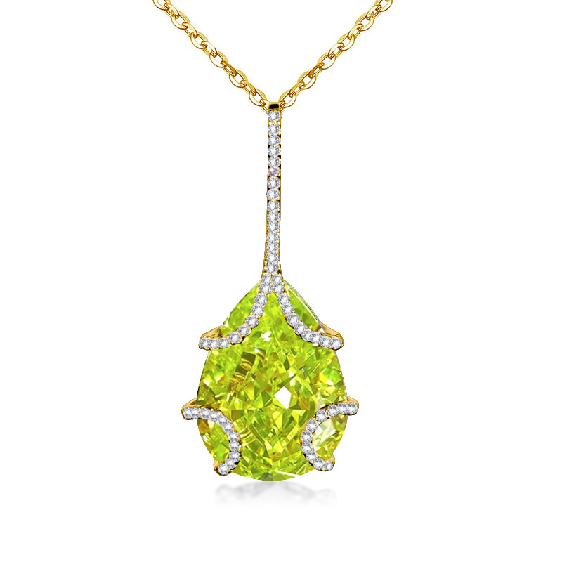 

Italo Pear Cut Peridot Necklace Sterling Silver Necklace Pendant Necklace, White