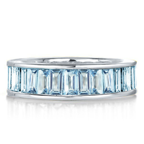 

Italo Aquamarine Ring Baguette Band Ring Eternity Wedding Band, White
