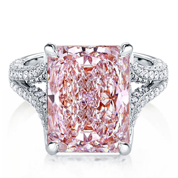 

Italo Split Shank Radiant Cut Pink Sapphire Engagement Ring, White