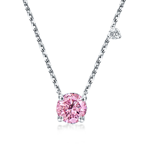 

Italo Pink Sapphire Pendant Necklace Sterling Silver Necklace, White