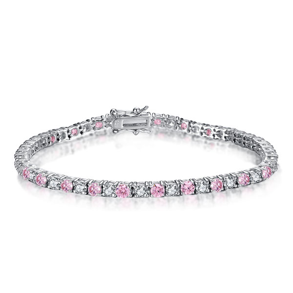 

Alternating Pink & White Sapphire Tennis Bracelet For Women