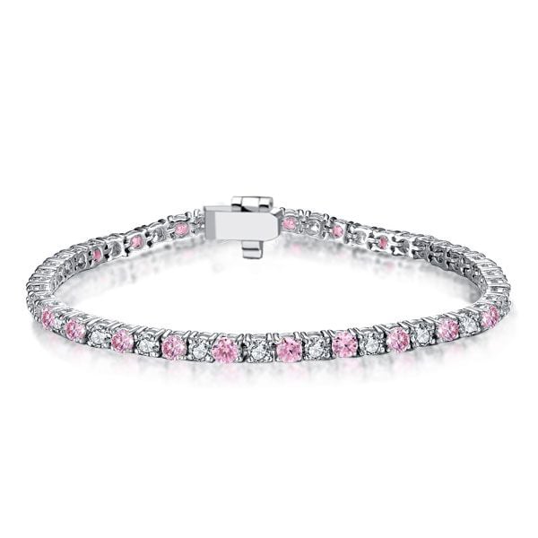 

Alternating Pink & White Sapphire Tennis Bracelet For Women