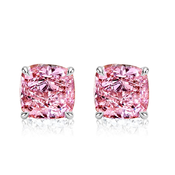 

Italo Cushion Cut Pink Sapphire Stud Earrings For Women, White