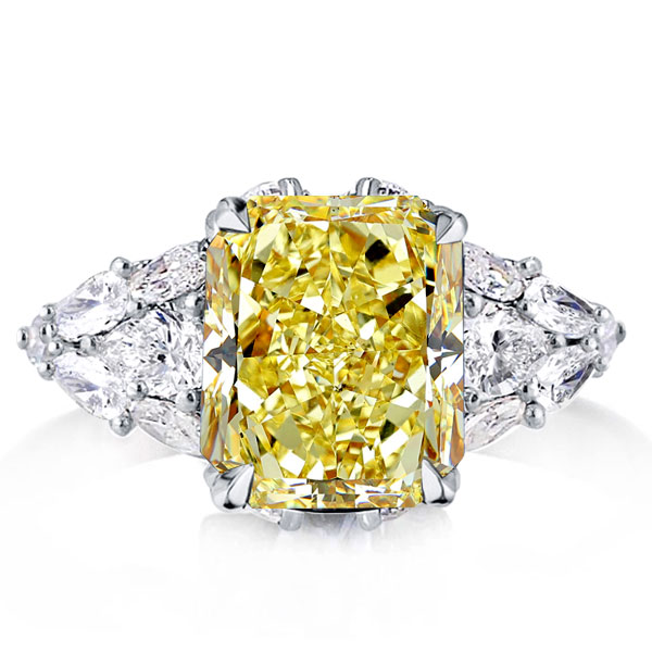 

Radiant & Pear Cut Created Yellow Topaz Engagement Ring, White