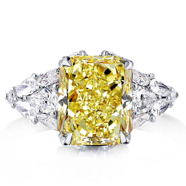

Radiant & Pear Cut Created Yellow Topaz Engagement Ring, White