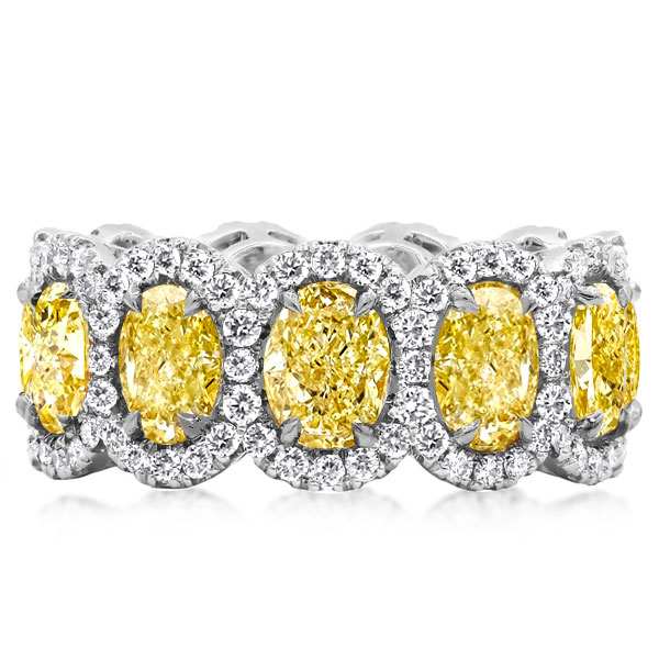 

Halo Oval Cut Eternity Yellow Sapphire Wedding Band, White