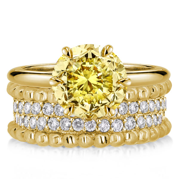 

Golden Multi Row Round Cut Yellow Topaz Bridal Set, White