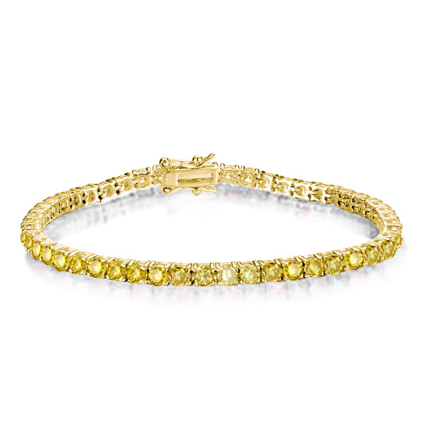 

Golden Round Cut Yellow Sapphire Tennis Bracelet For Women, White