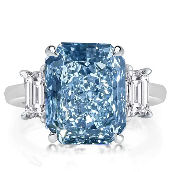 

Blue Topaz Three Stone Engagement Ring In Sterling Silver, White