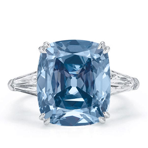 

Italo Blue Topaz Ring Cushion Cut 3 Stone Engagement Ring, White