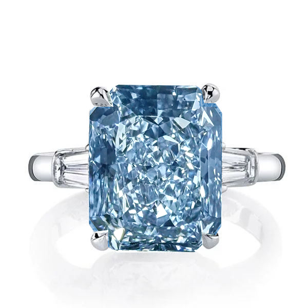 

Italo Three Stone Radiant Cut Blue Topaz Engagement Ring, White