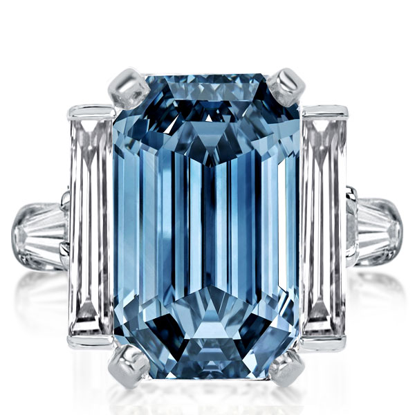 

Italo Emerald Cut Blue Topaz Engagement Ring Promise Ring, White