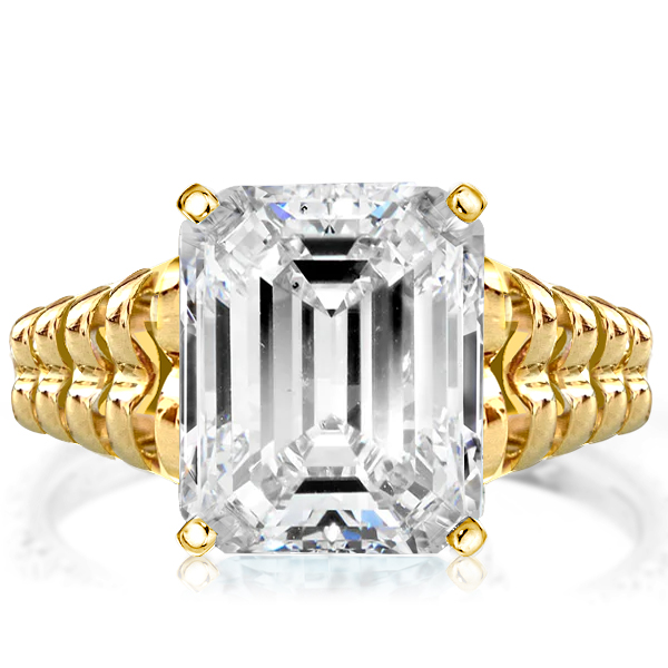 

Golden Solitaire Emerald Cut White Sapphire Engagement Ring