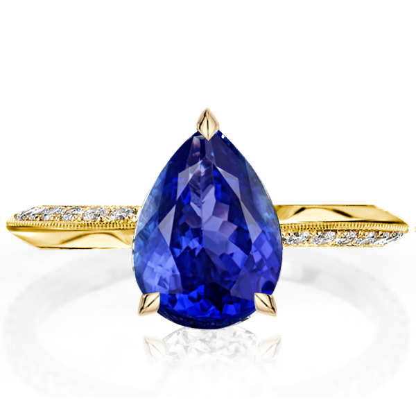 

Italo Golden Pear Cut Blue Sapphire Engagement Ring, White
