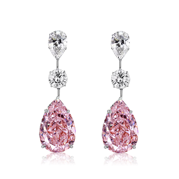 

Italo Pear Cut Pink Sapphire Drop Earrings For Women, White