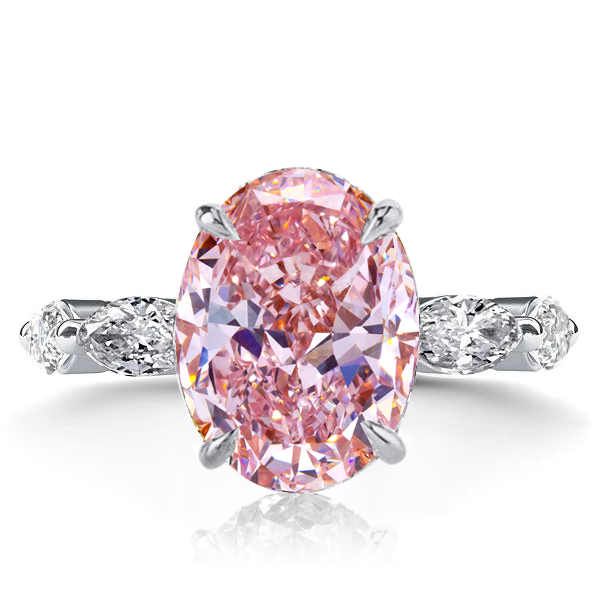 

Italo Oval Cut Eternity Pink Sapphire Engagement Ring, White
