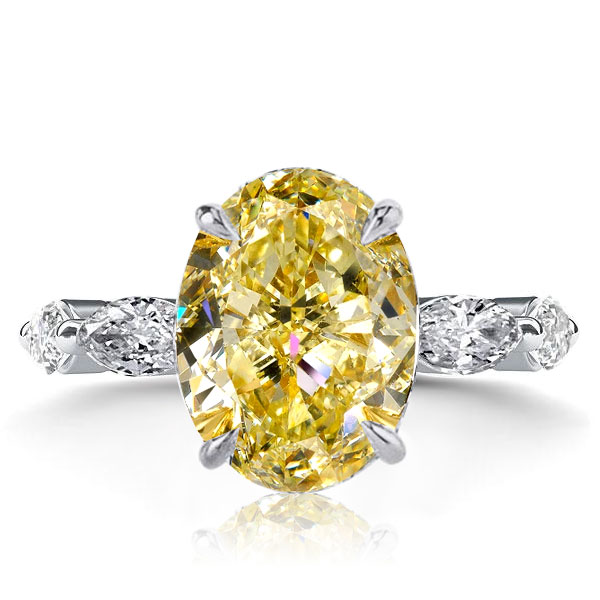 

Italo Oval Cut Yellow Topaz Engagement Ring For Women, White