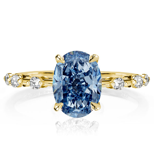

Italo Golden Oval Cut Blue Topaz Engagement Ring, White