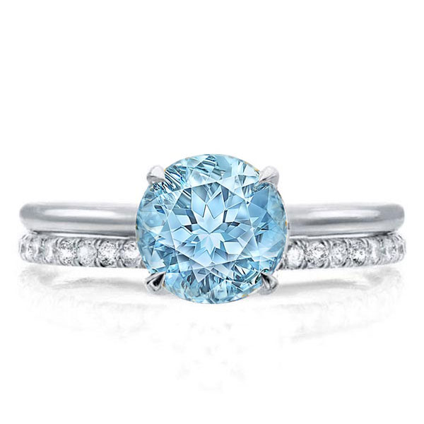 

Aquamarine Ring Solitaire Engagement Ring Set, White