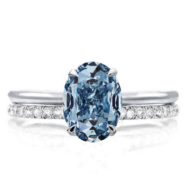 

Oval Cut Blue Topaz Solitaire Engagement Ring Set, White