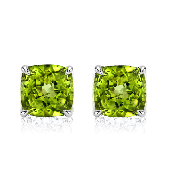 

Peridot Cushion Cut Stud Earrings For Women, White