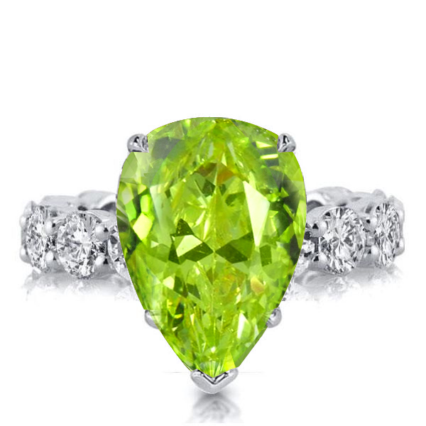 

Pear Cut Peridot Engagement Ring Unique Engagement Ring, White
