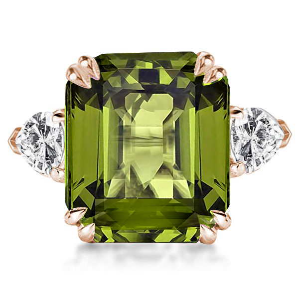 

Italo Rose Gold Emerald Cut Peridot Engagement Ring, White