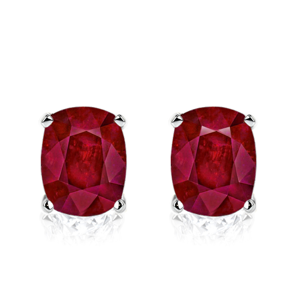 

Italo Classic Cushion Cut Ruby Silver Stud Earrings For Women, White