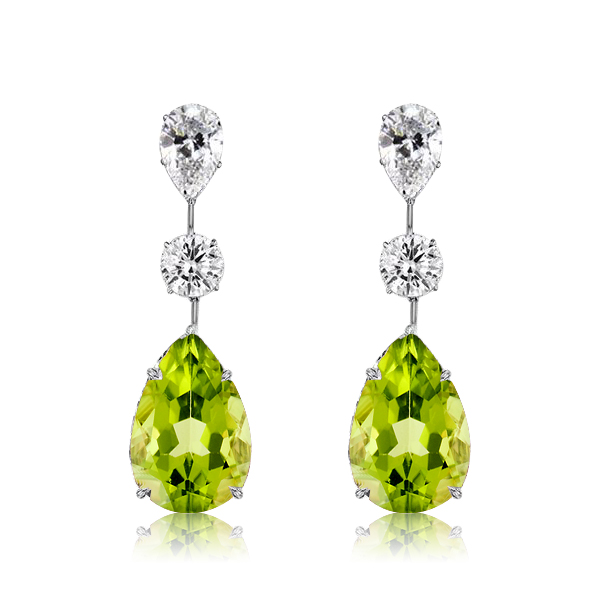 

Italo Peridot Pear Cut Drop Earrings For Women Silver Earrings, White