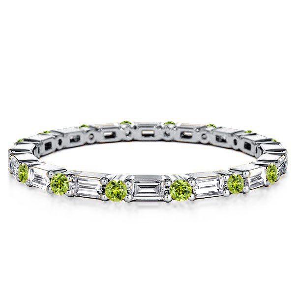 

Italo Peridot Baguette Cut Eternity Wedding Band For Women, White