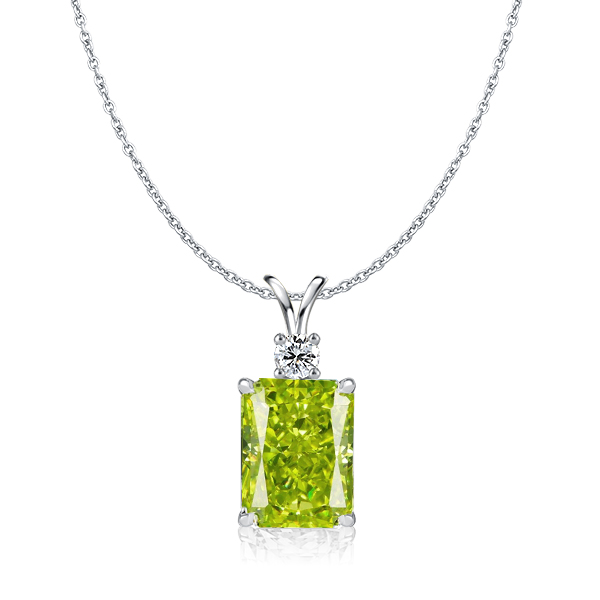 

Italo Peridot Radiant Cut Pendant Necklace For Women, White