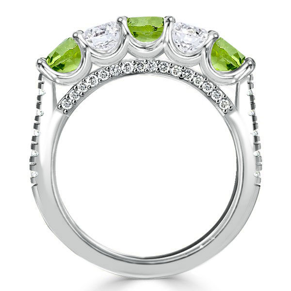 

Italo Peridot & White Round Half Eternity Wedding Band For Women