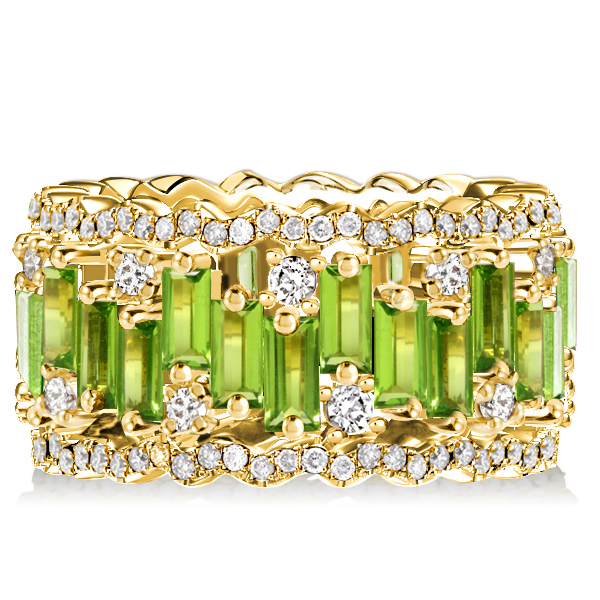 

Italo Peridot Baguette Cut Eternity Wedding Band For Women, White