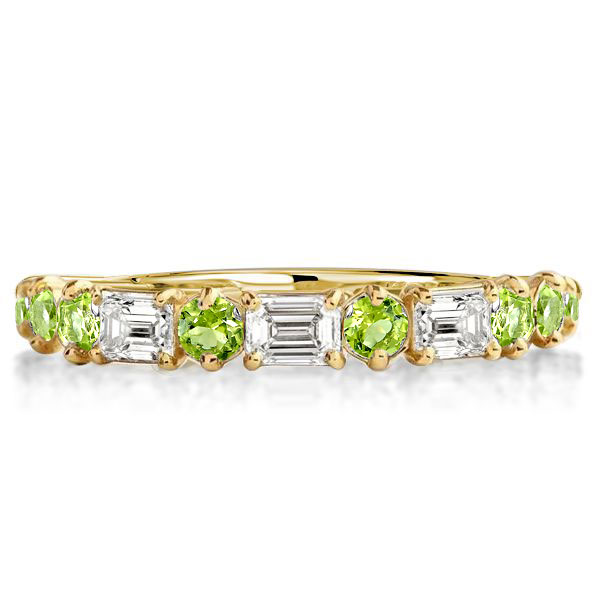 

Italo Peridot Round & Emerald Cut Half Eternity Wedding Band, White