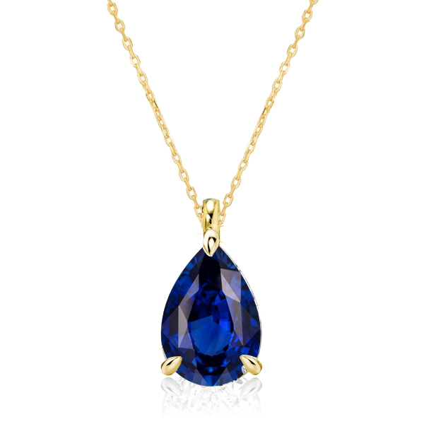 

Italo Classic Blue Pear Cut Solitaire Pendant Necklace For Women, White