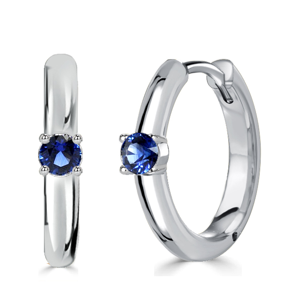 

Italo Classic Blue Single Round Huggie Hoop Earrings For Women, White