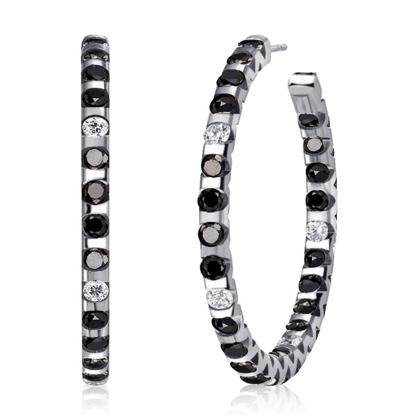 

Italo In Out Black Round Hoop Earrings For Women Sliver Earrings, White