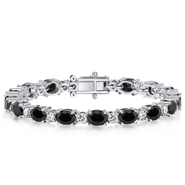 

Italo Black & White Oval Cut Black Sapphire Bracelet For Women