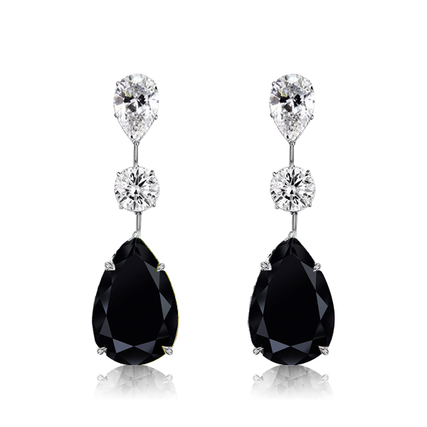 

Italo Pear Shaped Black Sapphire Drop Earrings Sliver Earrings, White