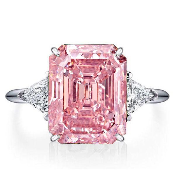 

Italo Pink Engagement Ring Emerald Cut Engagement Ring, White