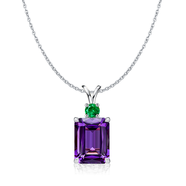 

Italo Amethyst Pendant Necklace Emerald Cut Necklace, White