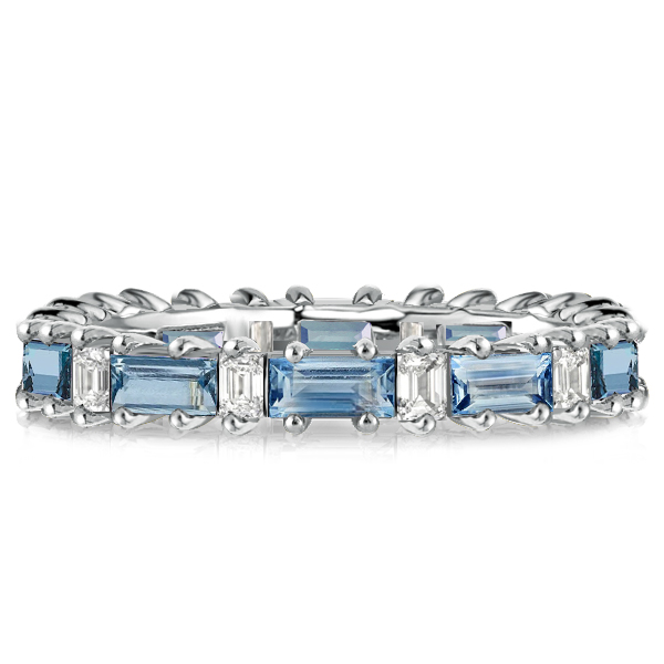 

Italo Blue Topaz Wedding Band Ring Baguette Eternity Band, White