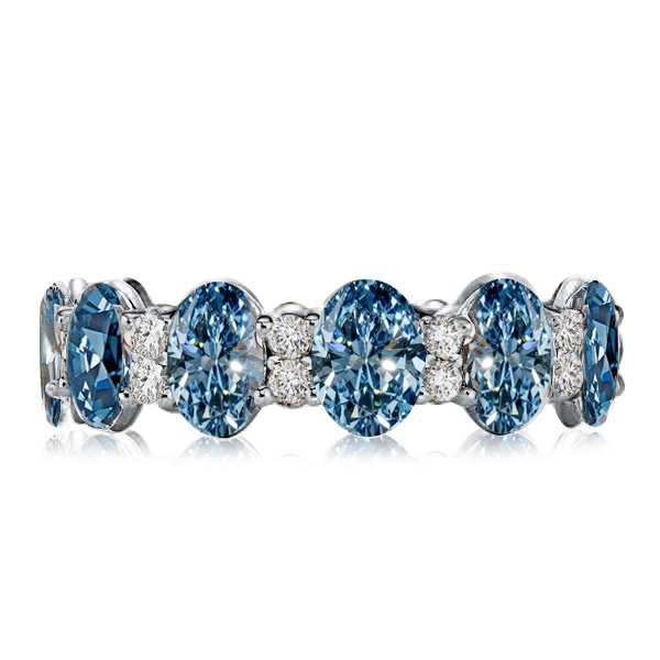 

Italo Oval Cut Blue Topaz Eternity Wedding Band For Women, White