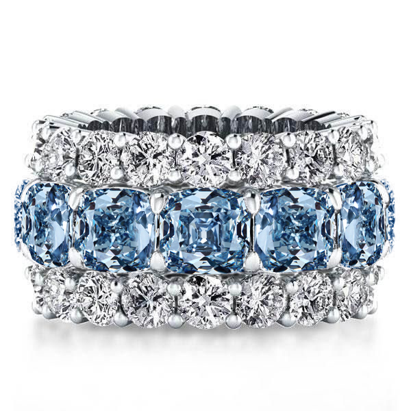 

Italo Cushion Cut Created Blue Topaz Wedding Band For Women, White